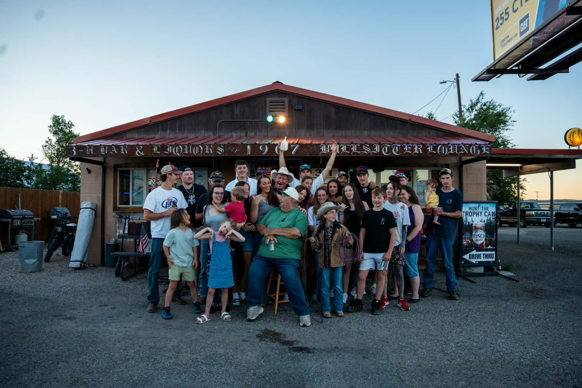 Family reunion outside the bar