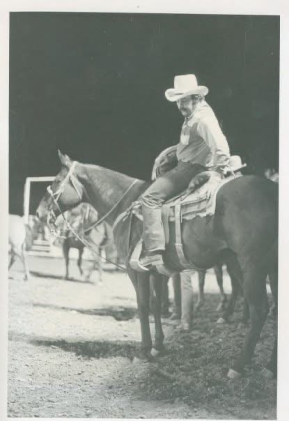 Jim as a young cowboy ready to rope