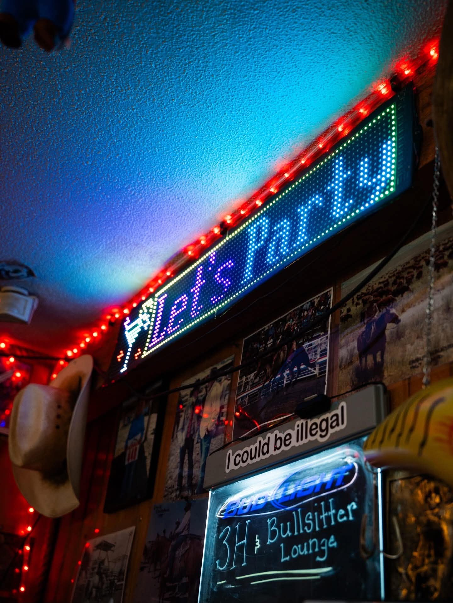 Let's Party sign inside the lounge